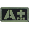 Patch PVC groupe sanguin A+ fond noir olive