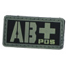 Patch PVC groupe sanguin AB+ fond noir olive