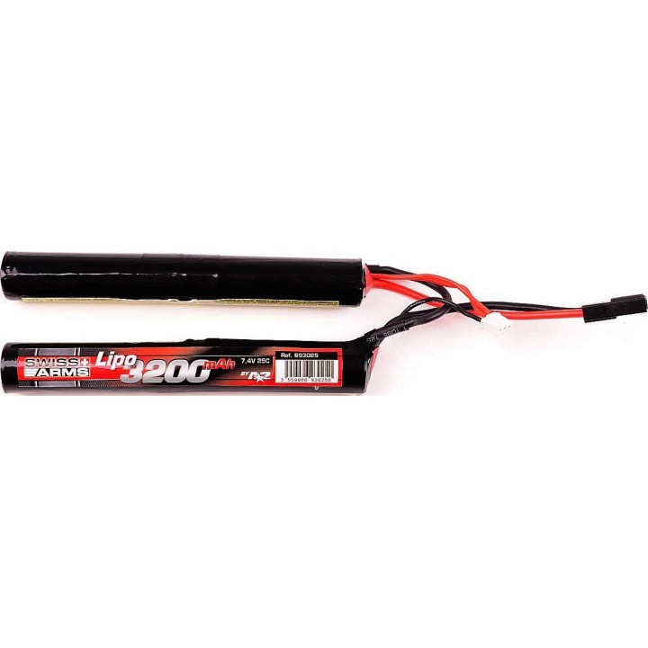 SWISS ARMS Lipo 7,4V 3200mAh 25C Round Stick Twin - Batteries