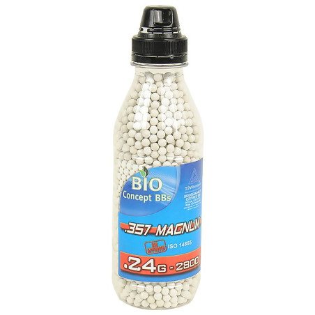 Billes 357 Magnum 100% BIO Blanche 0,24gr en bouteille de 2800BB's
