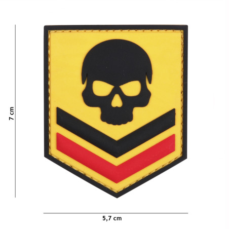 Patch 3D PVC Belgium skull yellow