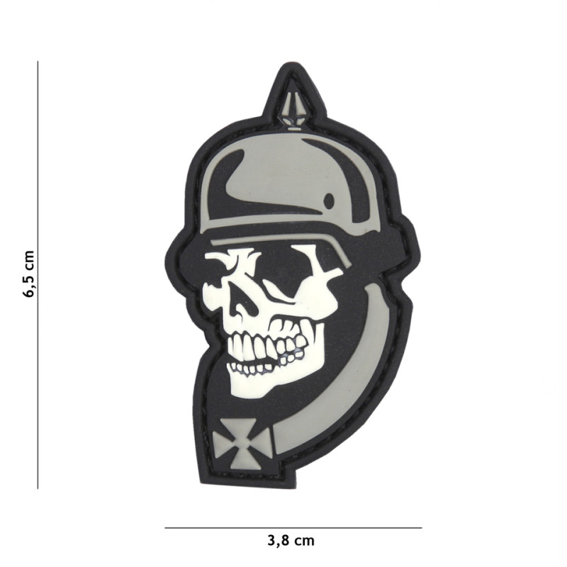 Patch 3D PVC WW I skull grey