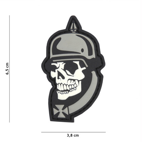 Patch 3D PVC WW I skull grey