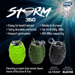grenade tactique airsoft Storm 360 polymère noir