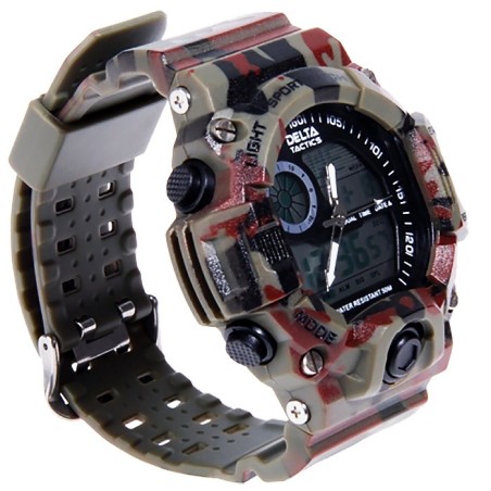 MONTRE TACTIQUE ANALOGIQUE ET DIGITALE NOIRE camo