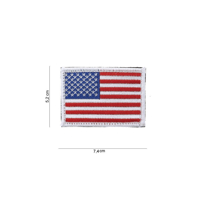 Patch  Drapeau :USA avec bordures blanches et velcovelcro