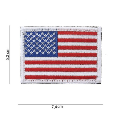 Patch  Drapeau :USA avec bordures blanches et velcovelcro