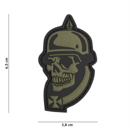 Patch 3D PVC WW I skull green