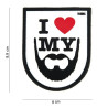 Patch 3D PVC "  I love my beard  " blanc