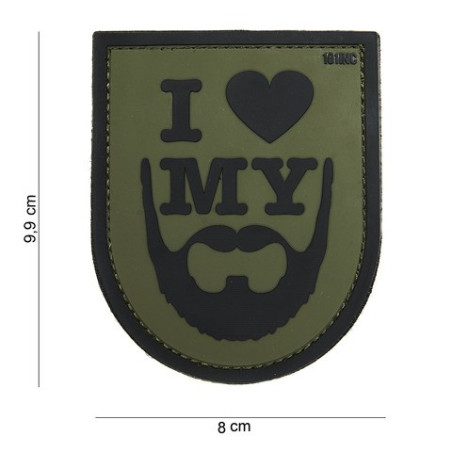 Patch 3D PVC "  I love my beard green "