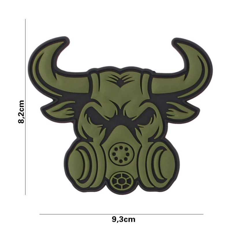 Patch 3D PVC Gassmask Bull green