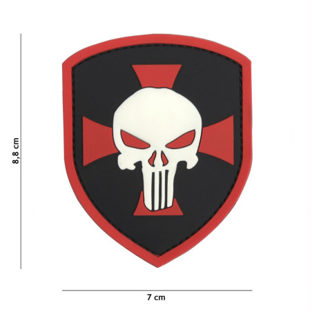 Patch 3D PVC Shield Punisher cross red