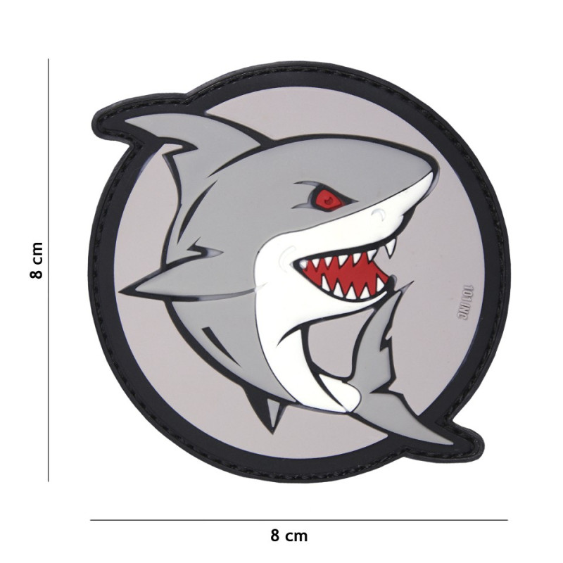 Patch 3D PVC attacking shark grey/red
