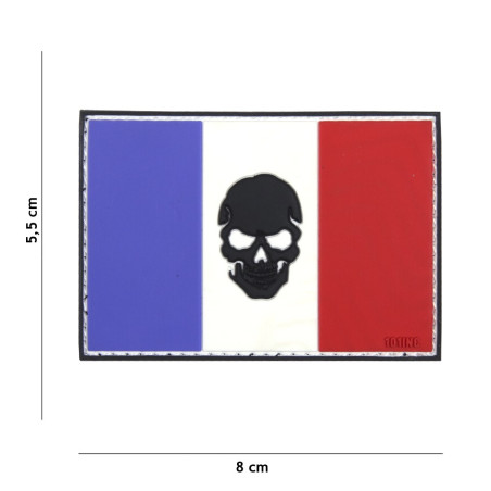 Patch 3D PVC flag France + skull