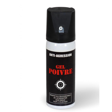 Aérosol lacrymogène anti-agression gel poivre 50 ml