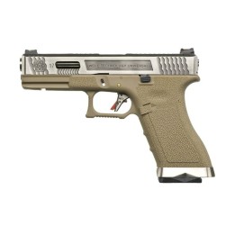 R17 (G001WET-8) Gen4 T8, metal slide, silver barrel, GBB, TAN