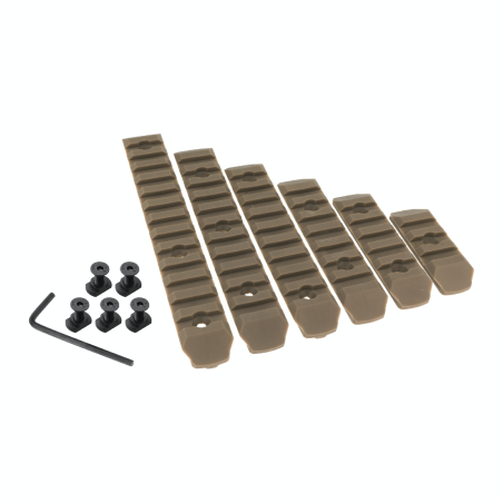JJ airsoft M-LOK Polymer Rail Set 6-PC Pack (Tan)