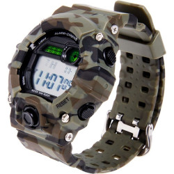 MONTRE TACTIQUE DIGITALE NOIRE camo vert
