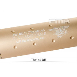 Silencieux aluminium Navy Force Noir ou Tan de 107mm en 14mm CW ou CCW - couleur : Tan