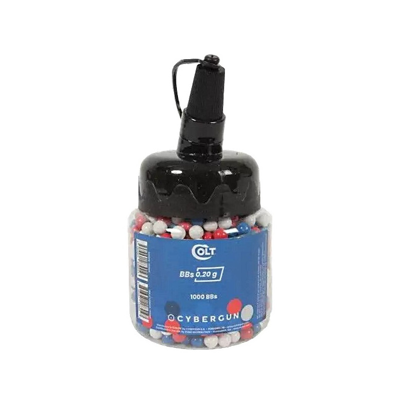 Billes COLT 0,20 g Bleu Blanc Rouge en bouteille 1000 Bbs