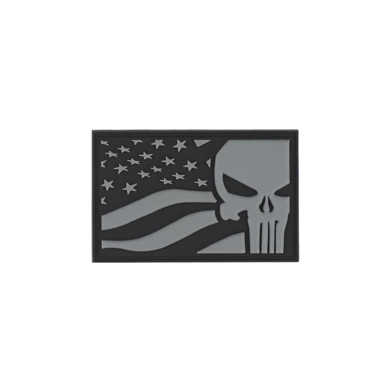 PATCH 3D PVC PUNISHER USA FLAG GREY 8083