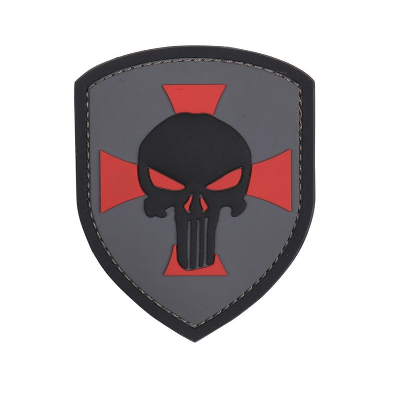 PATCH 3D PVC SHIELD PUNISHER CROSS GRIS 11133