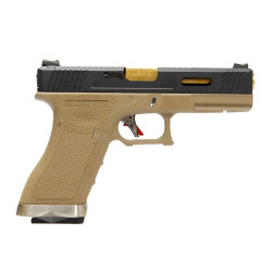 R17 (G001WET-8) Gen4 T8, Black slide, Gold barrel, GBB, TAN