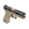 Pistolet airsoft GBB custom R17 Gen4 T6, black slide, gold barrel, tan frame, GBB (WE-G001WET-6)