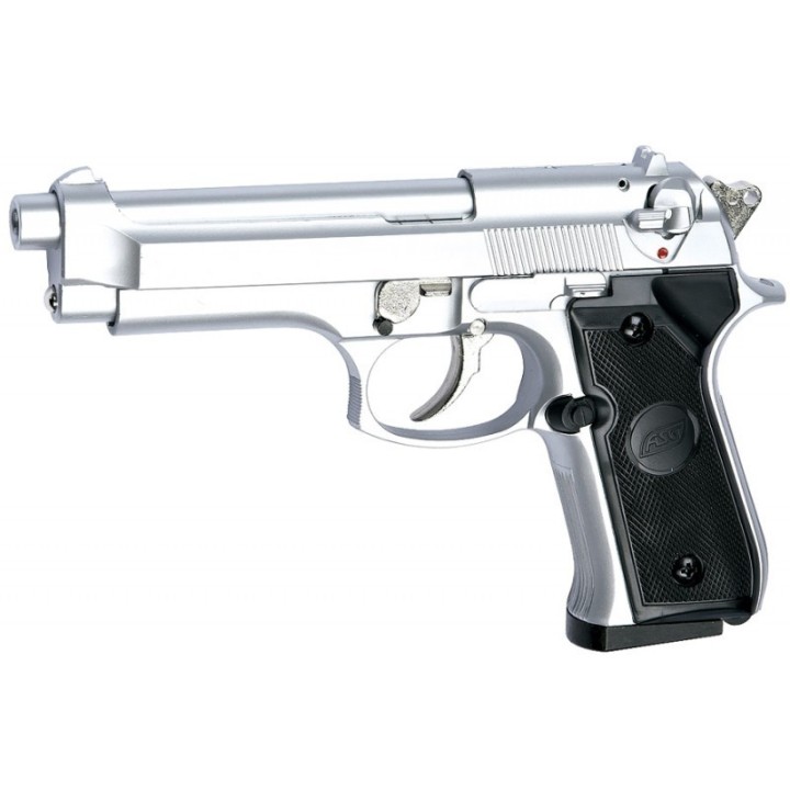 Réplique de poing, Gaz culasse fixe, M92F, chromé, airsoft, ASG