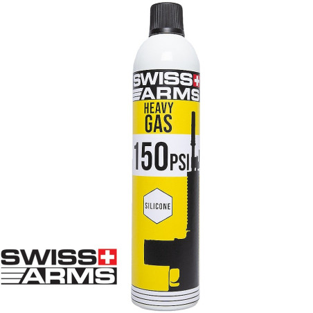 Bouteille de gaz airsoft Swiss Arms 150 PSI lubrifiée 760ml pour GBB et GBBR métal