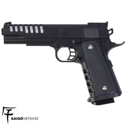 Réplique spring Saigo Defense Hi-Capa noir pour joueur débutant.