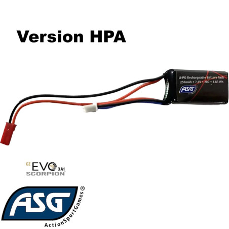 batterie lipo 7.4v 250mah asg airsoft HPA