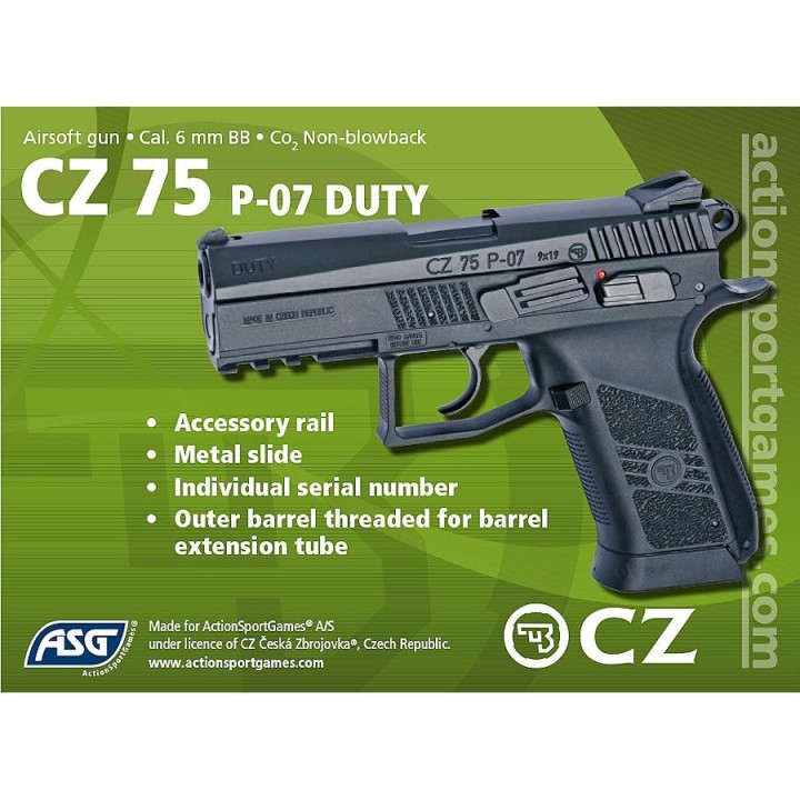 Replica airsoft CO2 CZ 75 NBB - ASG tactical rail