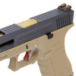 R17 (G001WET-8) Gen4 T8, Black slide, Gold barrel, GBB, TAN