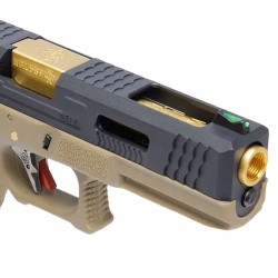 R17 (G001WET-8) Gen4 T8, Black slide, Gold barrel, GBB, TAN
