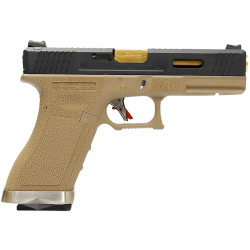 R17 (G001WET-8) Gen4 T8, Black slide, Gold barrel, GBB, TAN