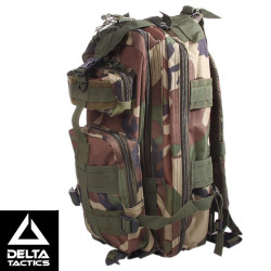 Sac à dos tactique woodland MOLLE 25L Delta Tactics airsoft compact
