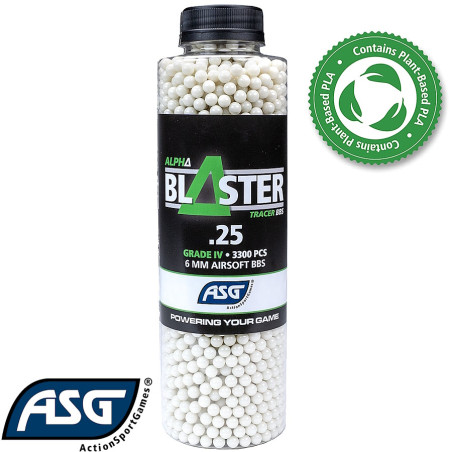 billes traçantes airsoft biodégradables 6mm 0.25g ASG Alpha Blaster