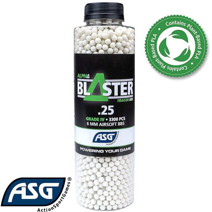 billes traçantes airsoft biodégradables 6mm 0.25g ASG Alpha Blaster