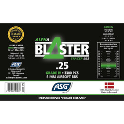 Biodegradable 0.25g ASG Alpha Blaster tracer balls - Green light effect 6mm