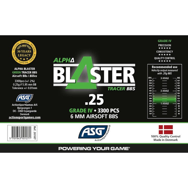 Biodegradable tracer balls 0.25g ASG - Airsoft 6mm