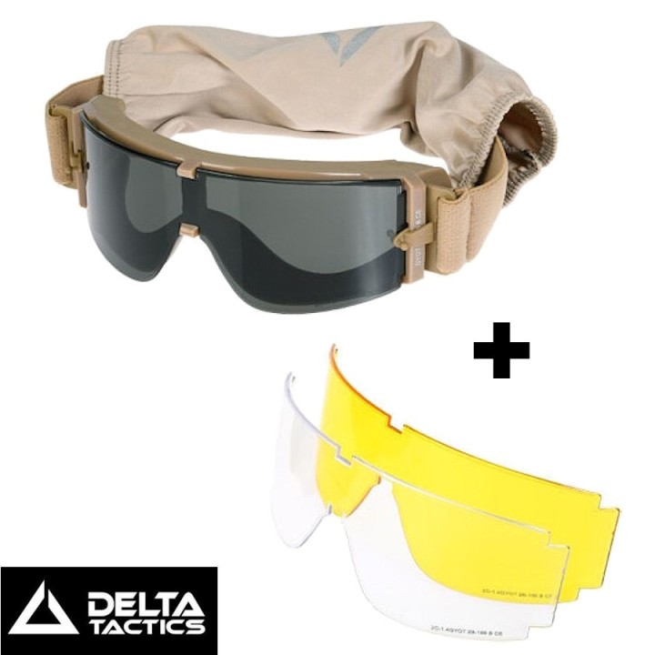 Airsoft Goggles EN166 B Delta Tactics 800 Tan | 3 Lenses