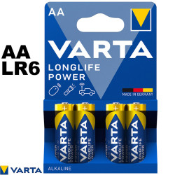 VARTA Longlife Power AA LR6 1.5V - Blister 4 Alkaline Joystick and Toy Batteries