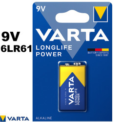 pile 9V Varta Longlife Power 6LR61 alcaline non rechargeable