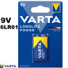 pile 9V Varta Longlife Power 6LR61 alcaline non rechargeable