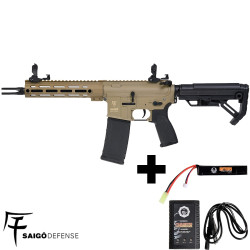 Pack complet réplique airsoft AEG M4 Tan Shinobi Saigo Defense