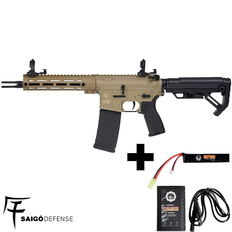 Pack complet réplique airsoft AEG M4 Tan Shinobi Saigo Defense
