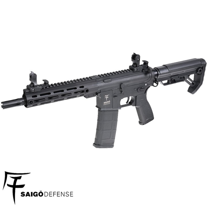 Replica airsoft AEG SHINOBI BLACK SAIGO DEFENSE, M4-M16, 130-round magazine
