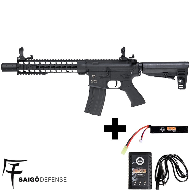 Pack Airsoft AEG Kenji Long M4 M16 avec Batterie 11.1V et Chargeur – Saigo Defense