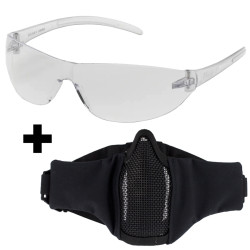 Pack protection airsoft complet avec lunettes protection airsoft et masque airsoft grillagé